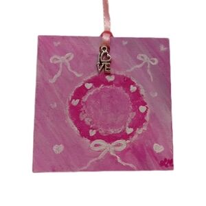 Charming Pink Heart Wreath Ornament